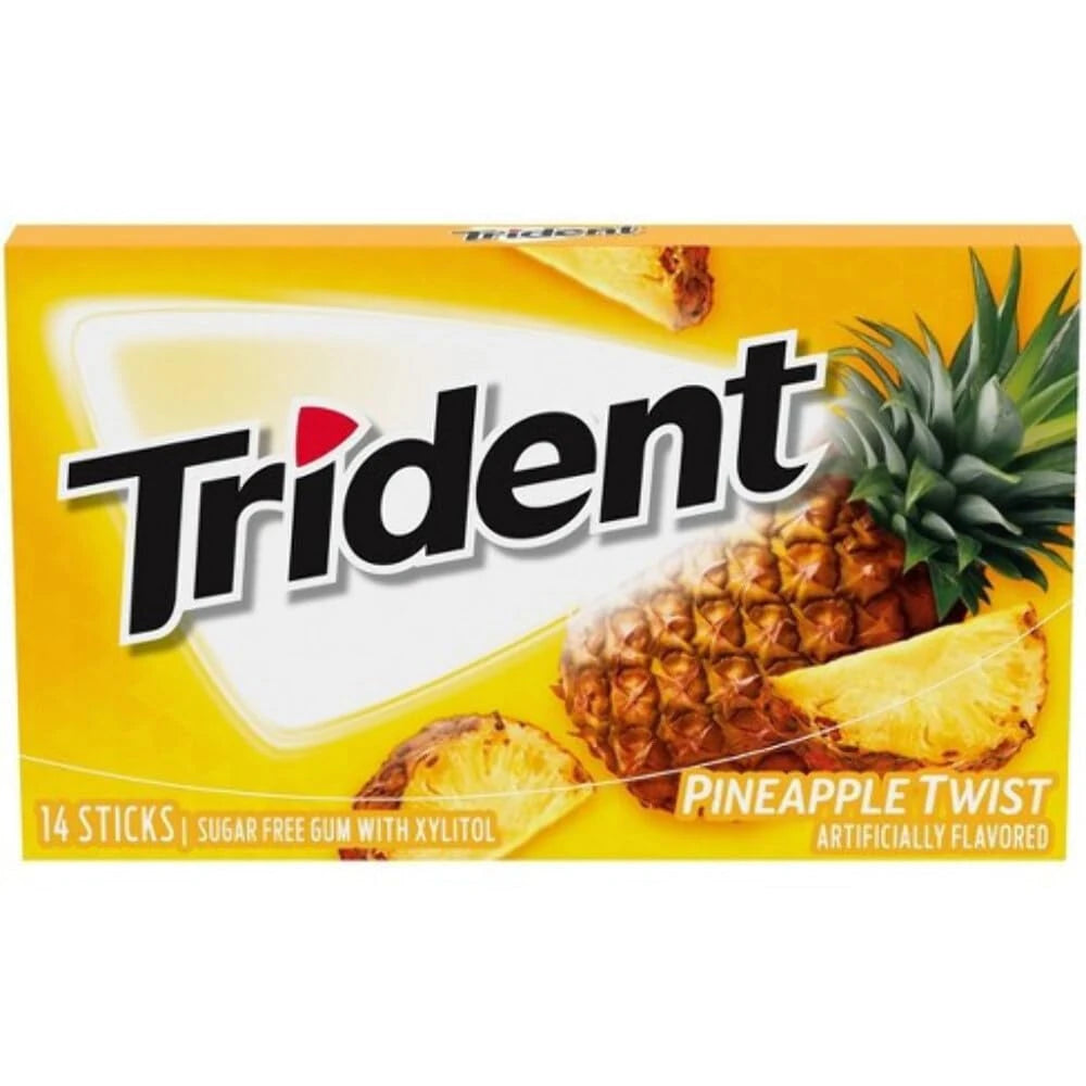 Trident Pineapple Twist Sugar Free Gum, 14 Ct (Pack of 144)