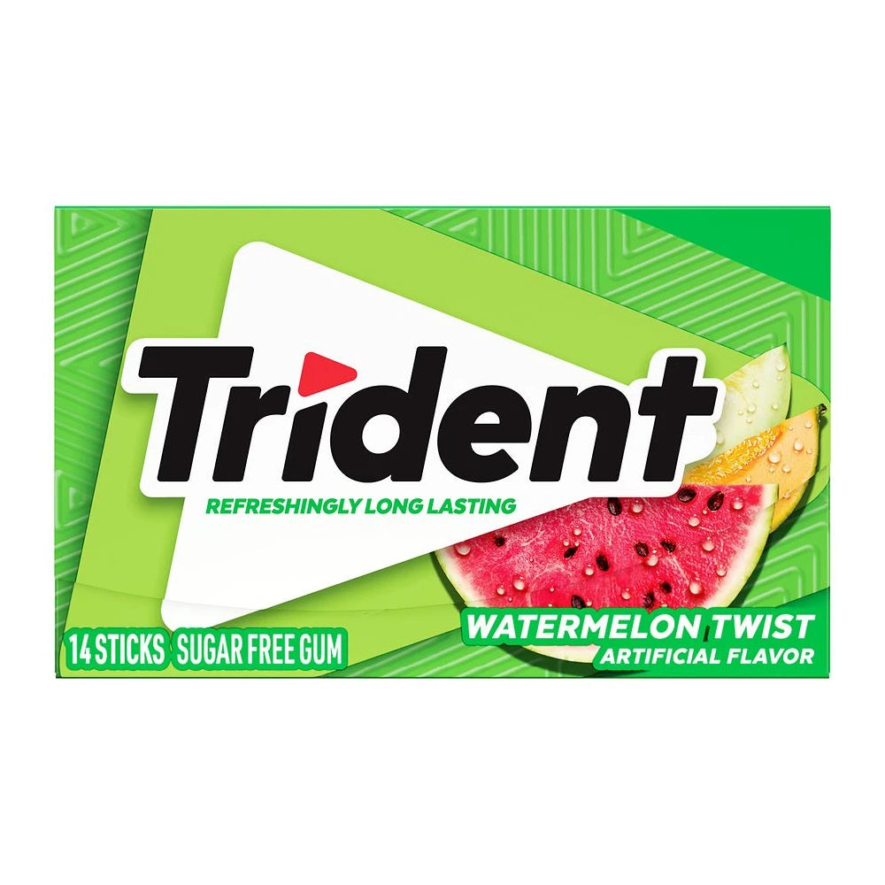 Trident Sugar Free Gum, Watermelon Twist, 14 Ct (Pack of 144)