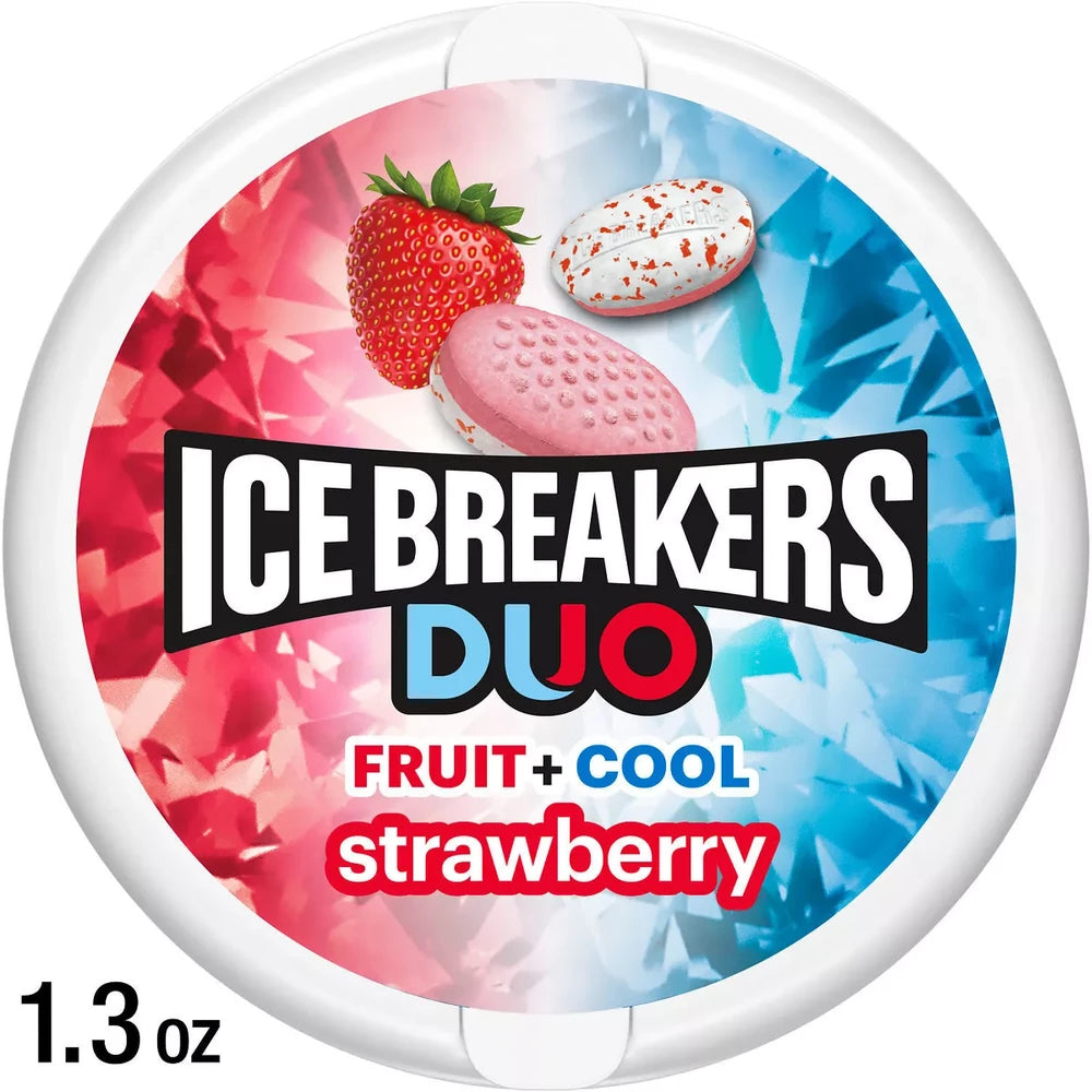 Ice Breakers Duo Fruit & Cool Strawberry Sugarfree Mints 1 X 36g Tub 1.3 Oz (Pack of 192)