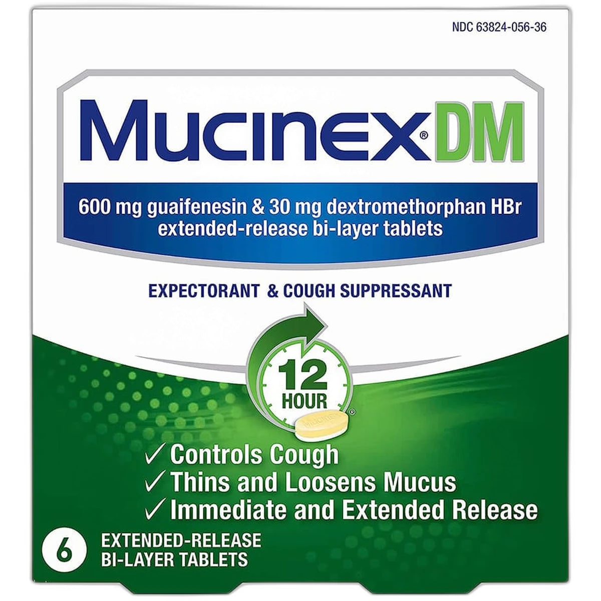 Mucinex Dm 12 Hour Expectorant And Cough Suppressant Tablets 0.07Oz (Pack Of 24)