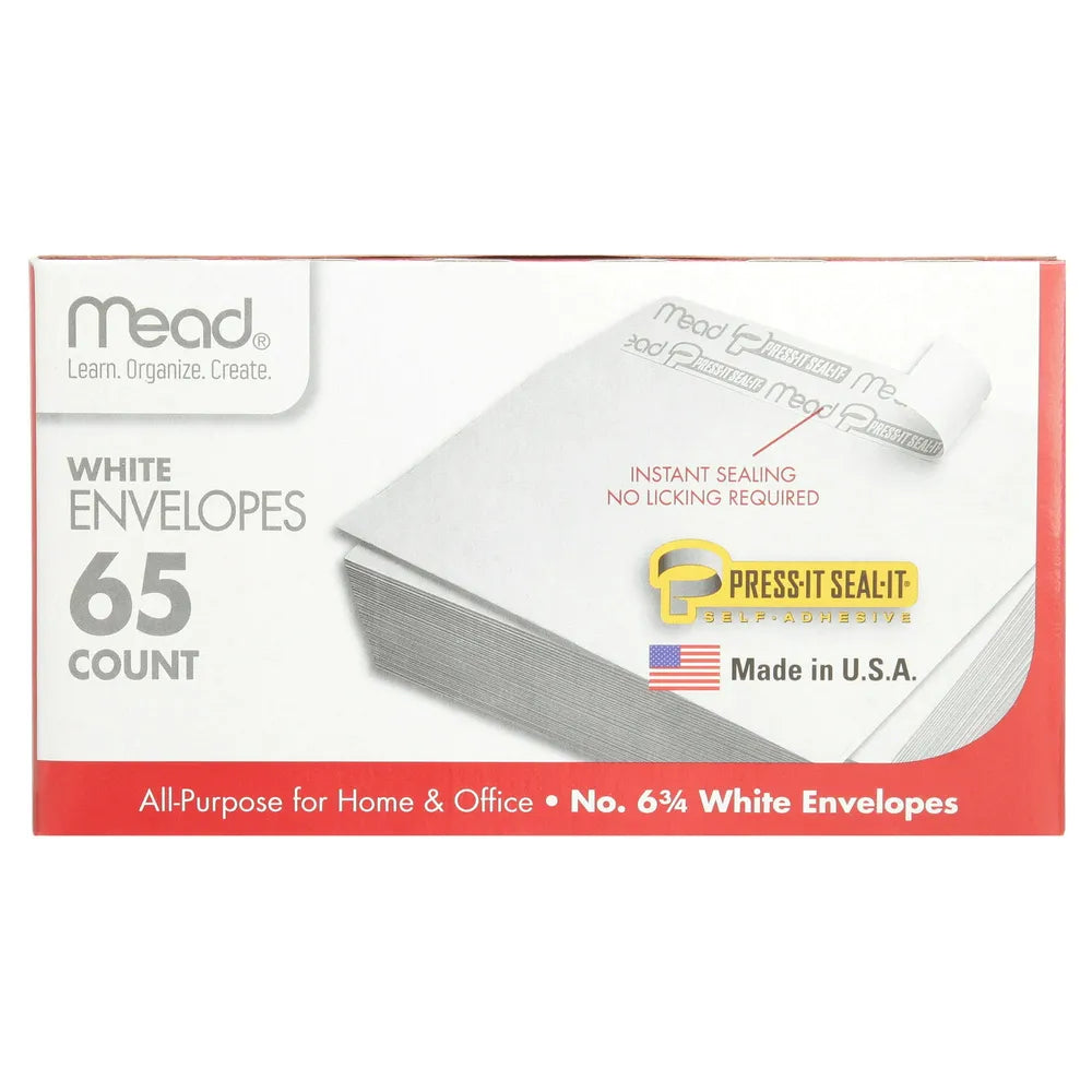 Mead Press-It Seal-It White Envelopes 65 Count 0.4Oz (Pack Of 24)
