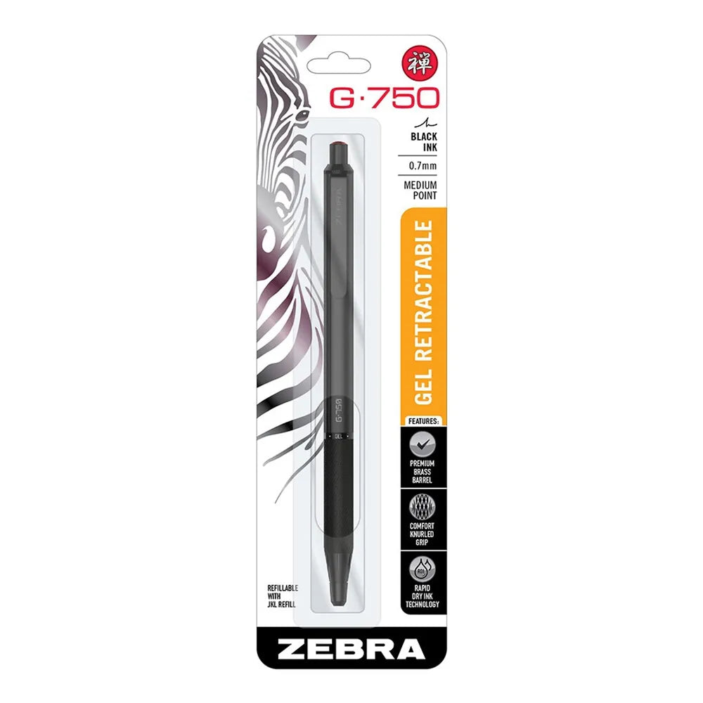 Zebra G 750 Premium Metal Barrel Retractable Gel Pen 1.1Oz (Pack of 72)