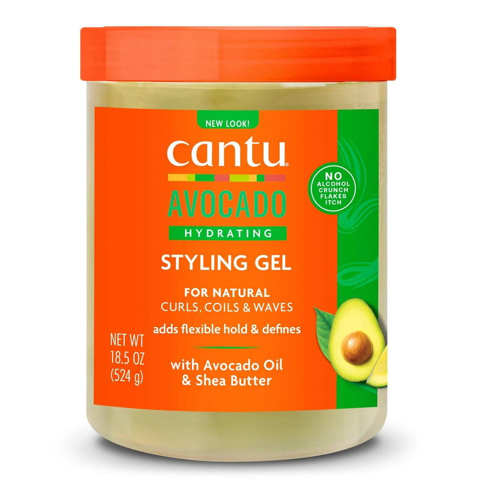 Cantu Avocado Hydrating Styling Gel Flexible Hold with Avocado Oil and Shea But 18.5 Oz (Pack of 12)