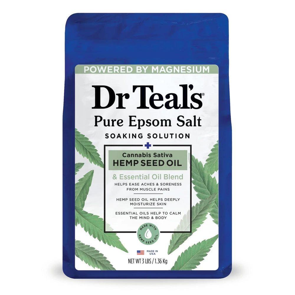 Dr Teal s Epsom Salt Magnesium Soak Cannabis Sativa Hemp Seed Oil 48 Oz (Pack of 4)
