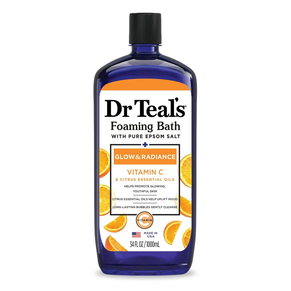 Dr Teal s Glow & Radiance Foaming Bath with Vitamin C & Citrus Essential Oils 34 Oz (Pack of 12)