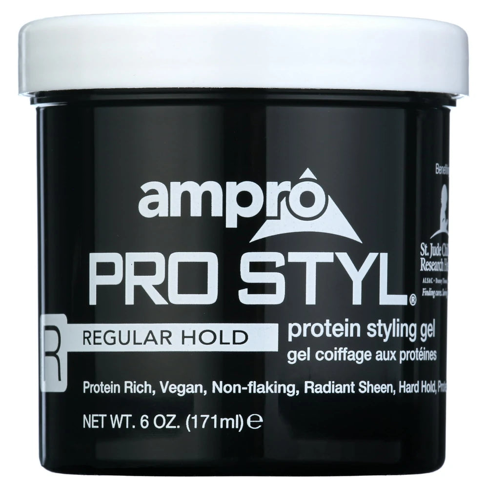 Ampro Pro Styl Regular Hold Protein Styling Gel 6 oz. Resistent Hair Moisturi 6oz (Pack of 12)