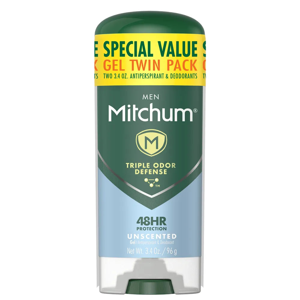 Twin Pack Includes 2 Unscented Triple Odor Defense Anti-Perspirant & Deodorant Gel 3.4 Oz (Pack of 12)
