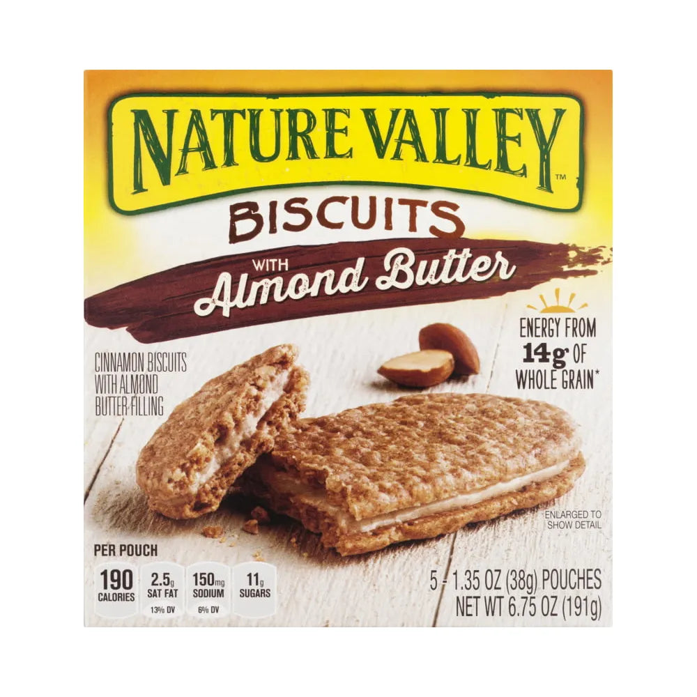 Nature Valley Biscuits with Almond Butter ? 5 Count (1.35 oz each) (Pack of 12)
