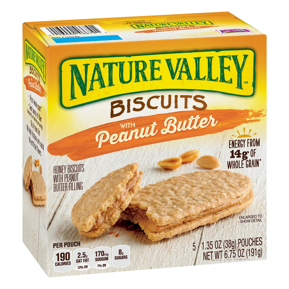 Nature Valley Biscuits with Peanut Butter ? 5 Count (1.35 oz each) (Pack of 12)