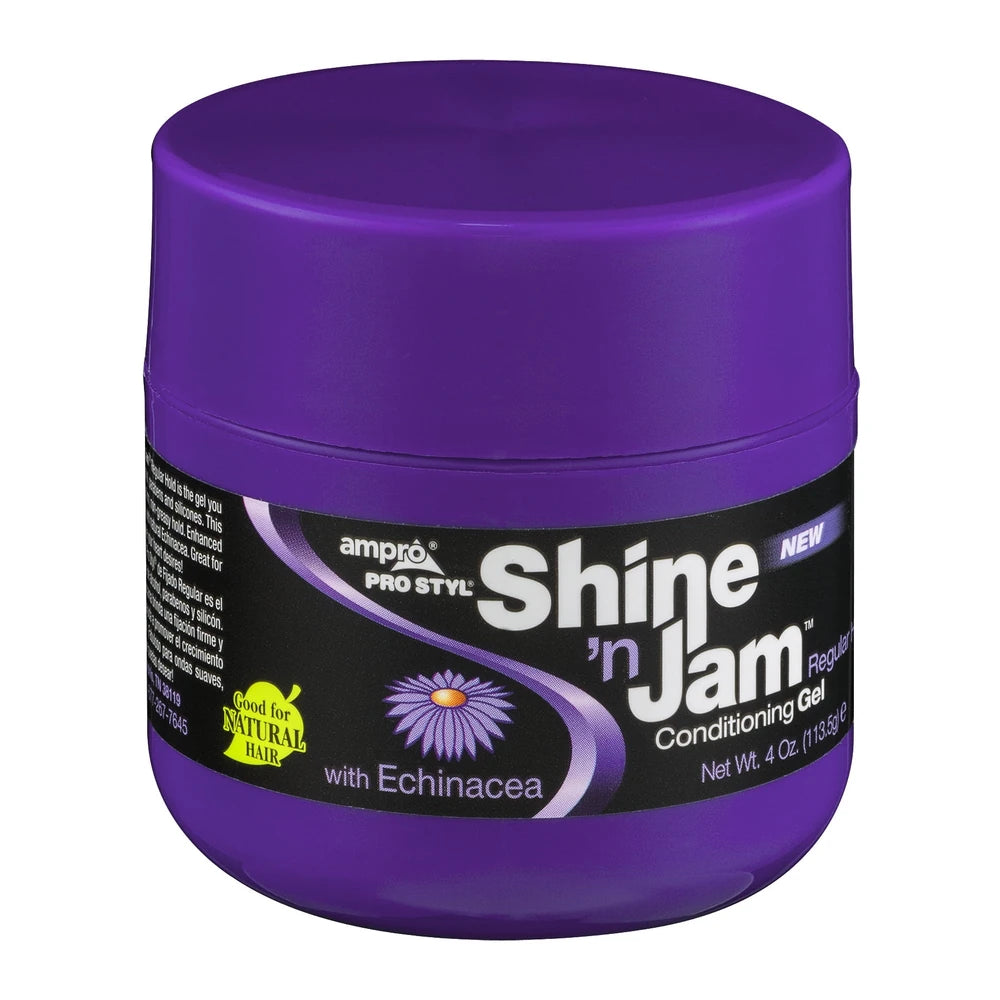 Ampro Shine N Jam Nourishing Moisturizing Jar Hair Styling Gel 4 oz. Unisex 4oz (Pack of 6)