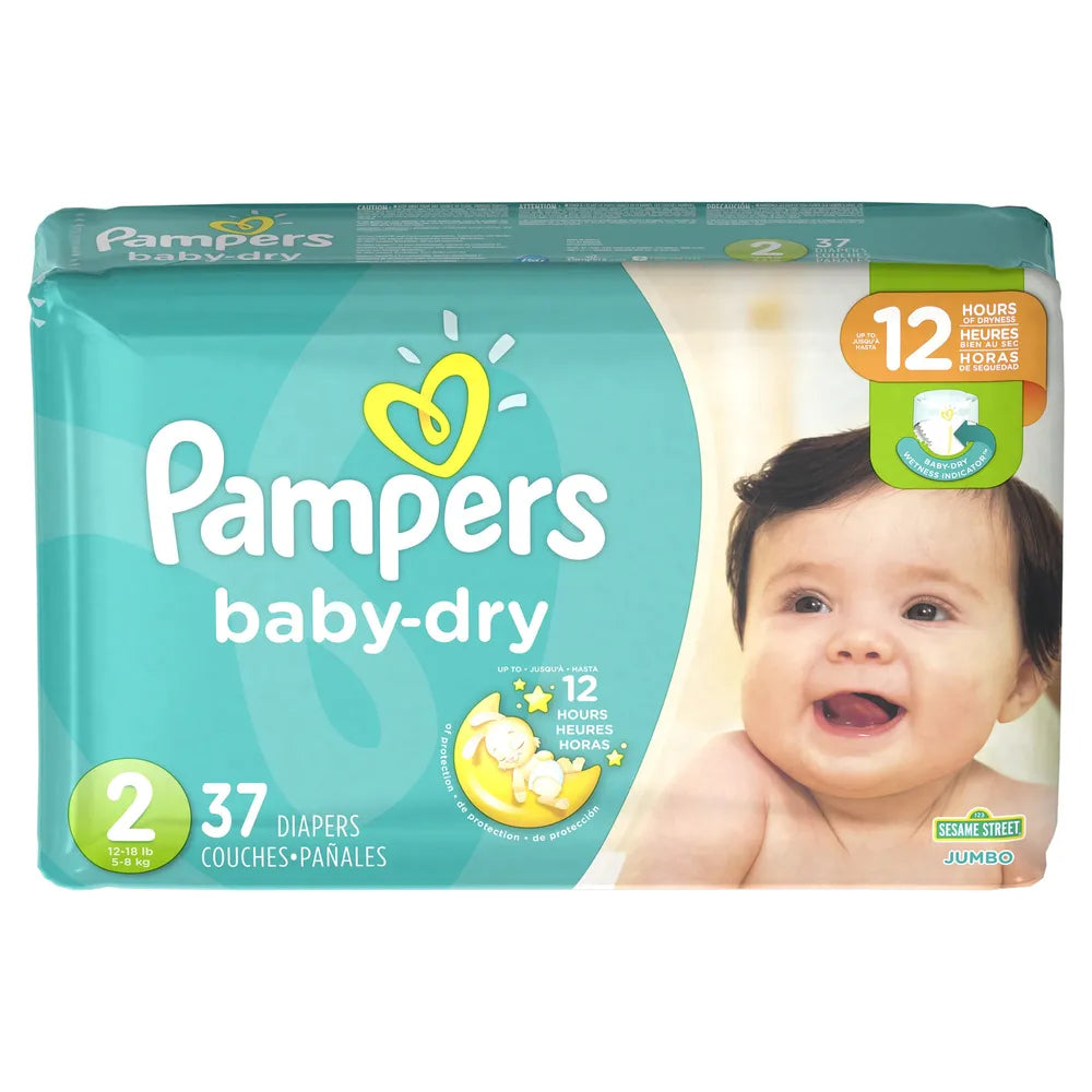 Pampers Baby Dry Diapers Jumbo Pack - Size 2 37Ct 1.55Oz (Pack Of 4)