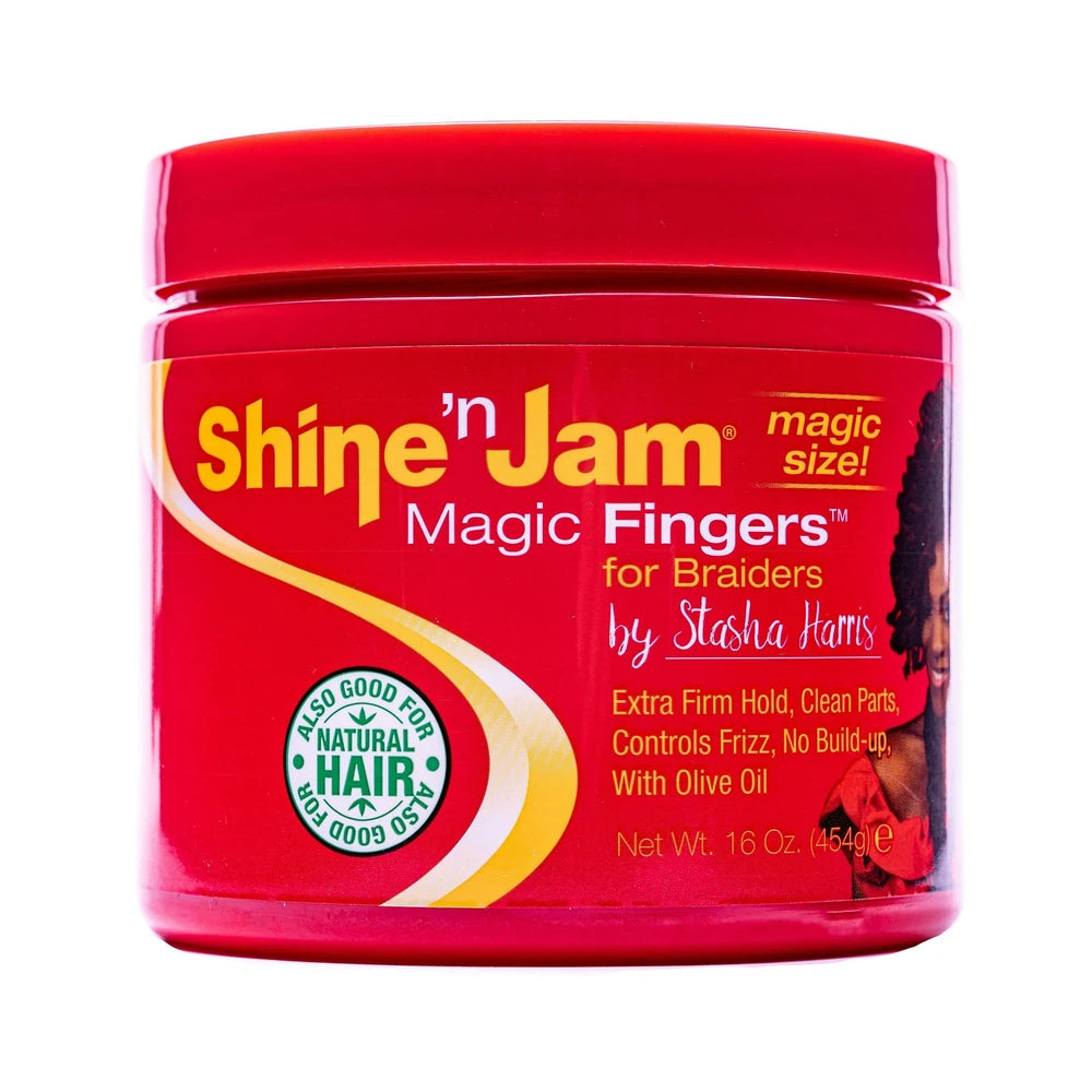 Ampro Shine N Jam® Magic Fingers® Unisex Gel for Braiders 16 oz Gel Frizz Cont 16oz (Pack of 6)