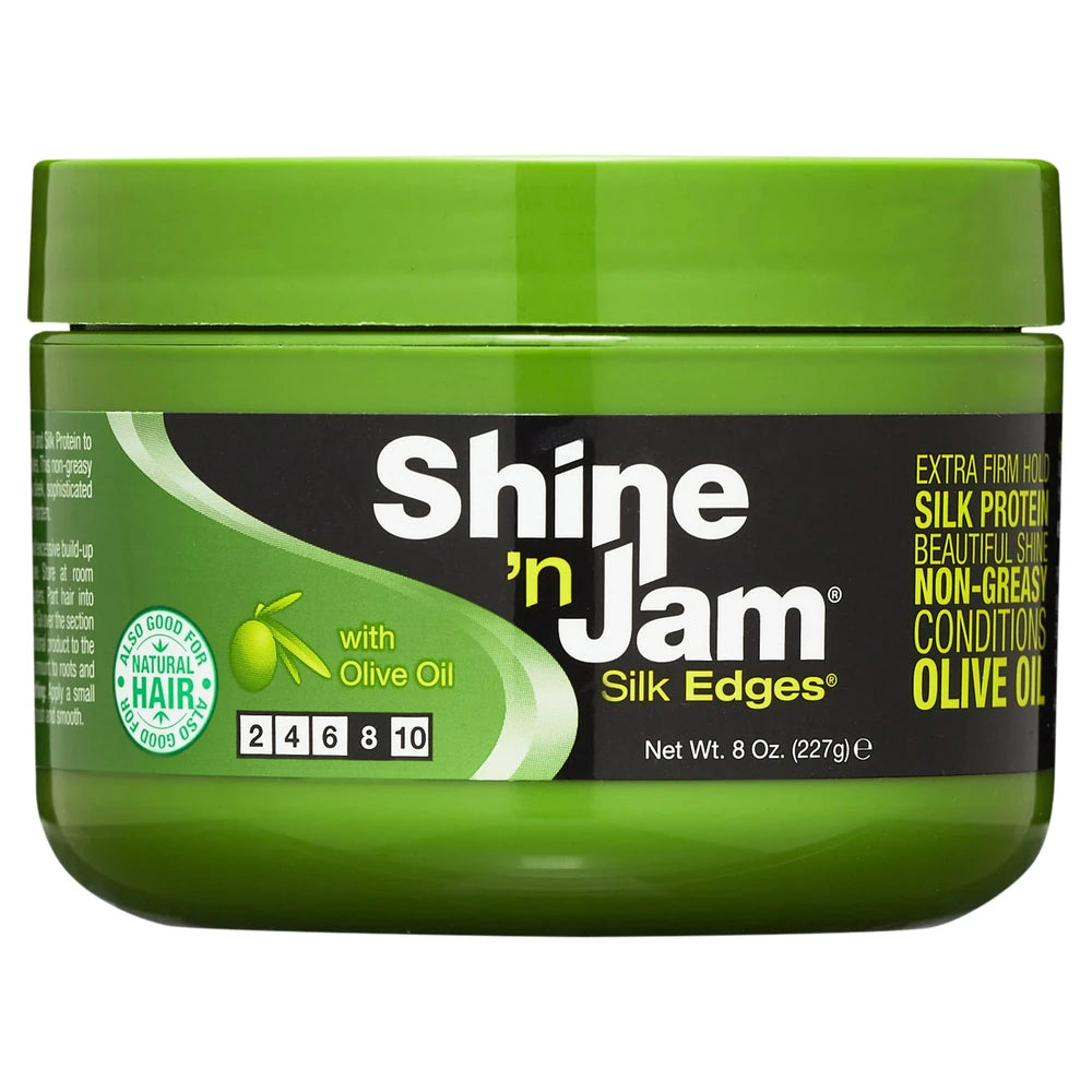 Ampro Shine-n-Jam Edges Hair Styling Gel 8 oz. Moisturizing Unisex 8 oz (Pack of 6)