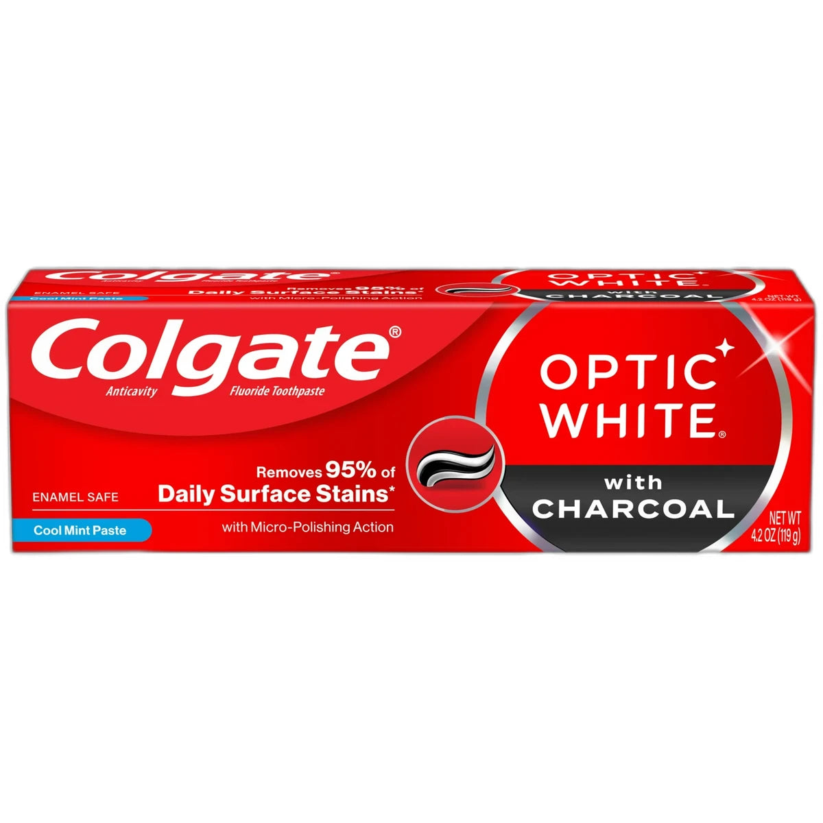 Colgate Optic White with Charcoal Cool Mint Toothpaste 4.2Oz (Pack of 24)