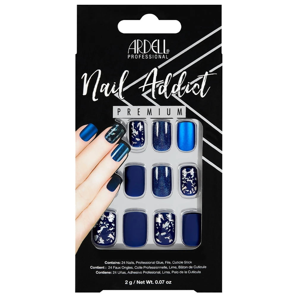 Ardell Nail Addict Artificial Nails Fake Nails Matte Blue 24 Nails 0.07oz (Pack of 72)