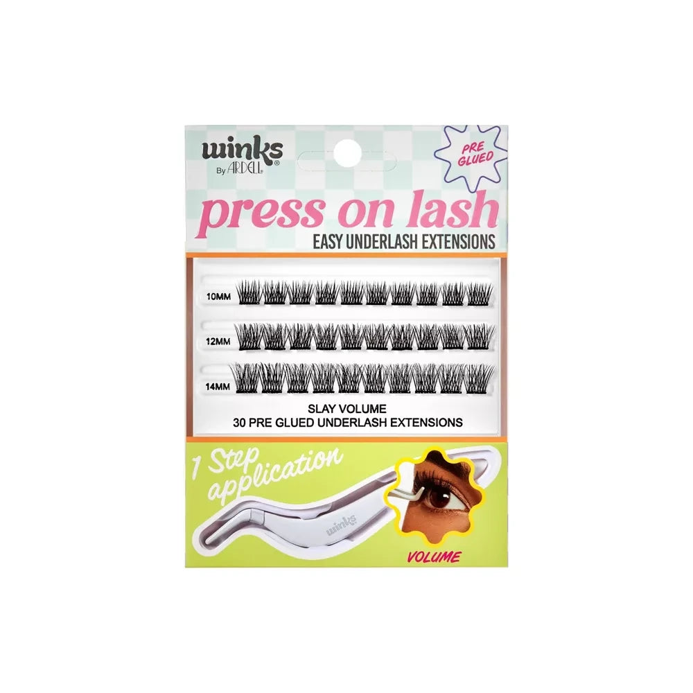 Winks Press On Pre-Glued Underlash Extensions Volume 30 pc with Applicator nan (Pack of 36)