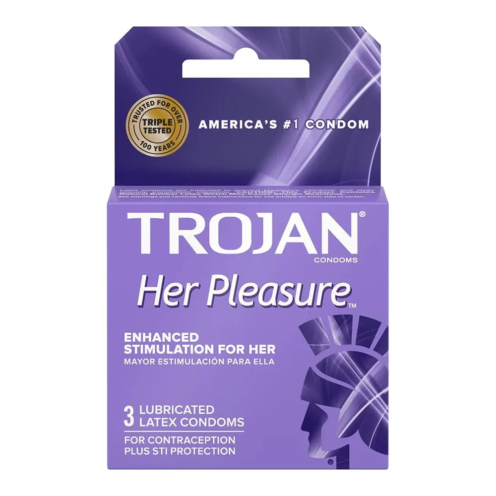 Trojan Her Pleasure Sensations Premium Lubricant Latex Condoms 0.64oz (Pack of 48)