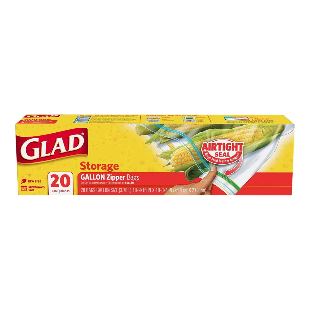 Glad Zipper Storage Bag Gallon 8oz (Pack of 12)
