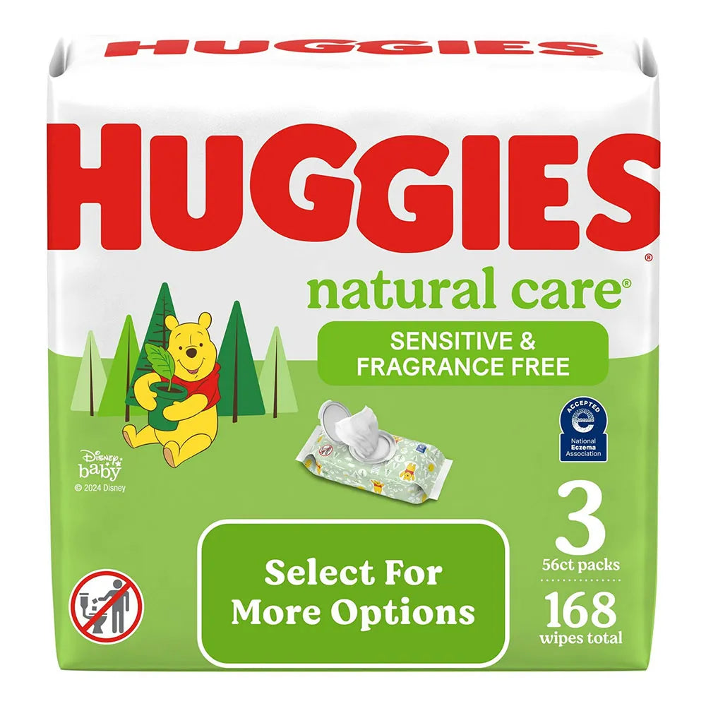 Huggies Natural Care Sensitive Baby Wipes Unscented 27.2Oz (Pack of 3)