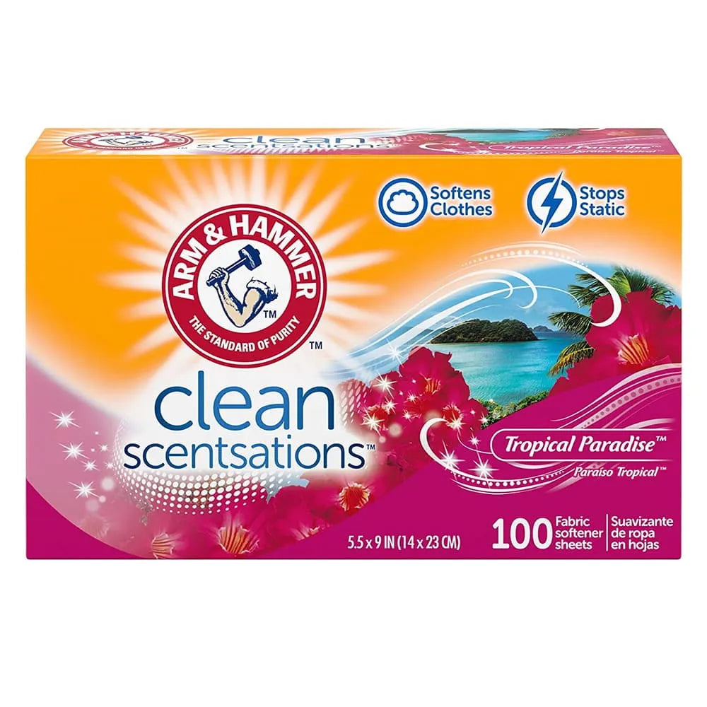 Arm & Hammer Fabric Softener Sheets Stops Static Tropical Paradise 6.4Oz (Pack of 6)