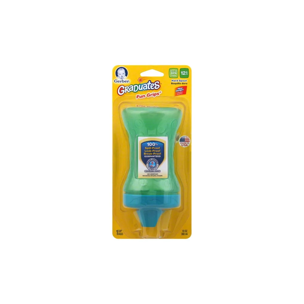 Gerber Graduates Fun Grips Hard Spout Sippy Cup in Assorted Colors 10Oz (Pack of 12)