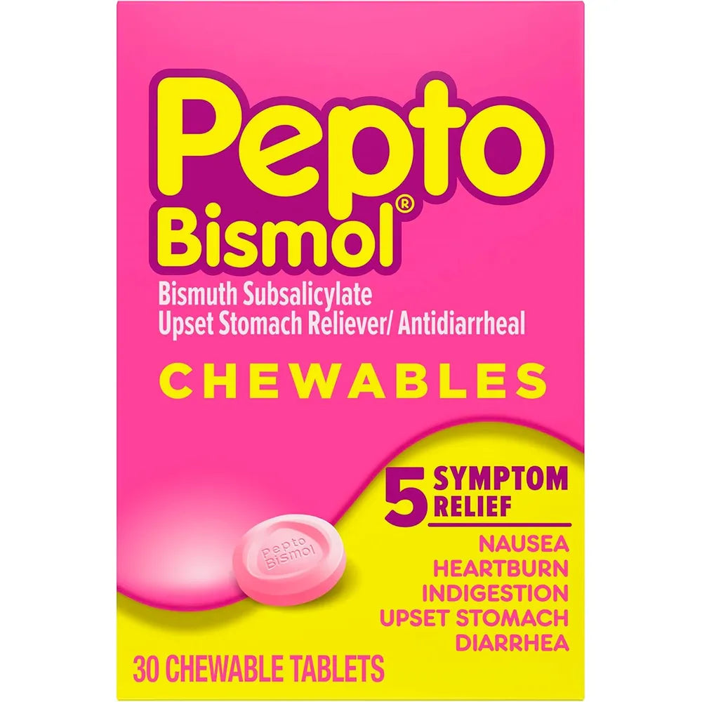 Pepto-Bismol Tablets Relieves Heartburn30 Each 1.53Oz (Pack of 24)