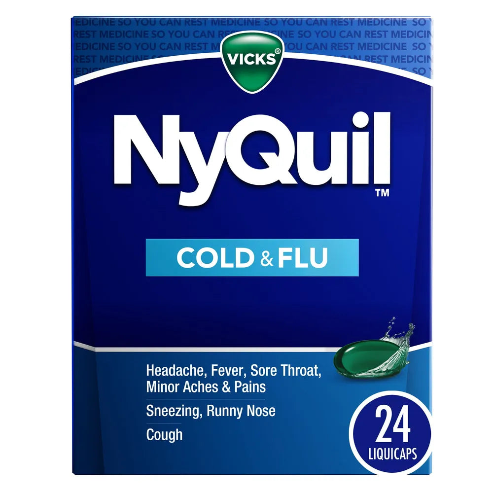 Vicks Nyquil Cold And Flu Night Time Relief Liquicaps 0.8Oz (Pack of 24)