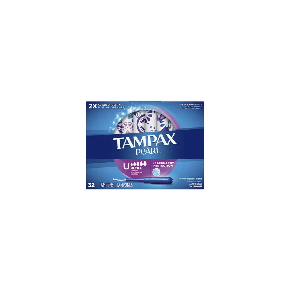 Tampax Pearl Tampons Ultra Absorbency with LeakGuard Braid 6.74Oz (Pack of 8)