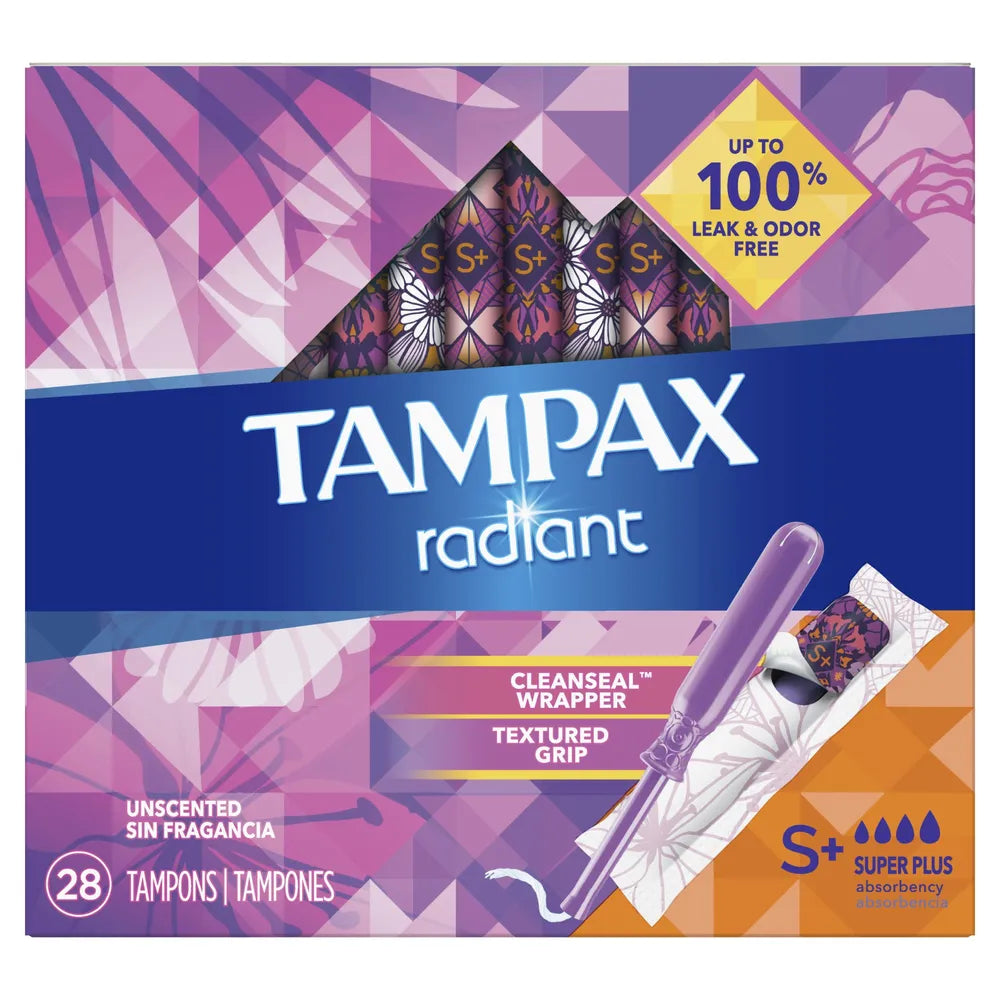 Tampax Radiant Super Plus Absorbency Tampons 8.47Oz (Pack of 6)