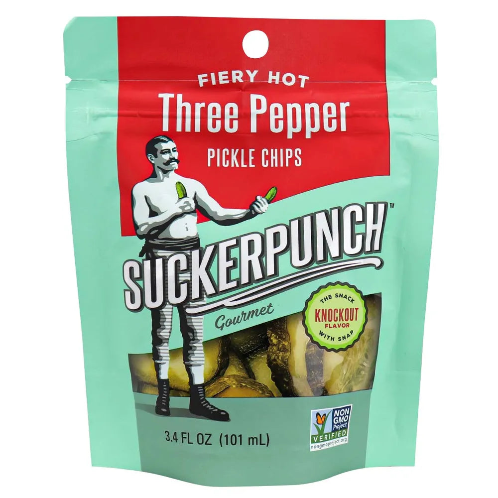 SuckerPunch Pickle Chips 3 Pepper 3.4 oz (Pack of 12)