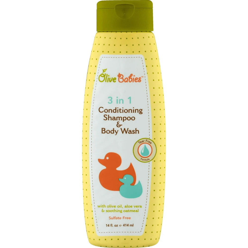 Olive Babies 3 in 1 Conditioning Shampoo and Body Wash 14 Oz 14 Fl. Oz (Pack of 6)
