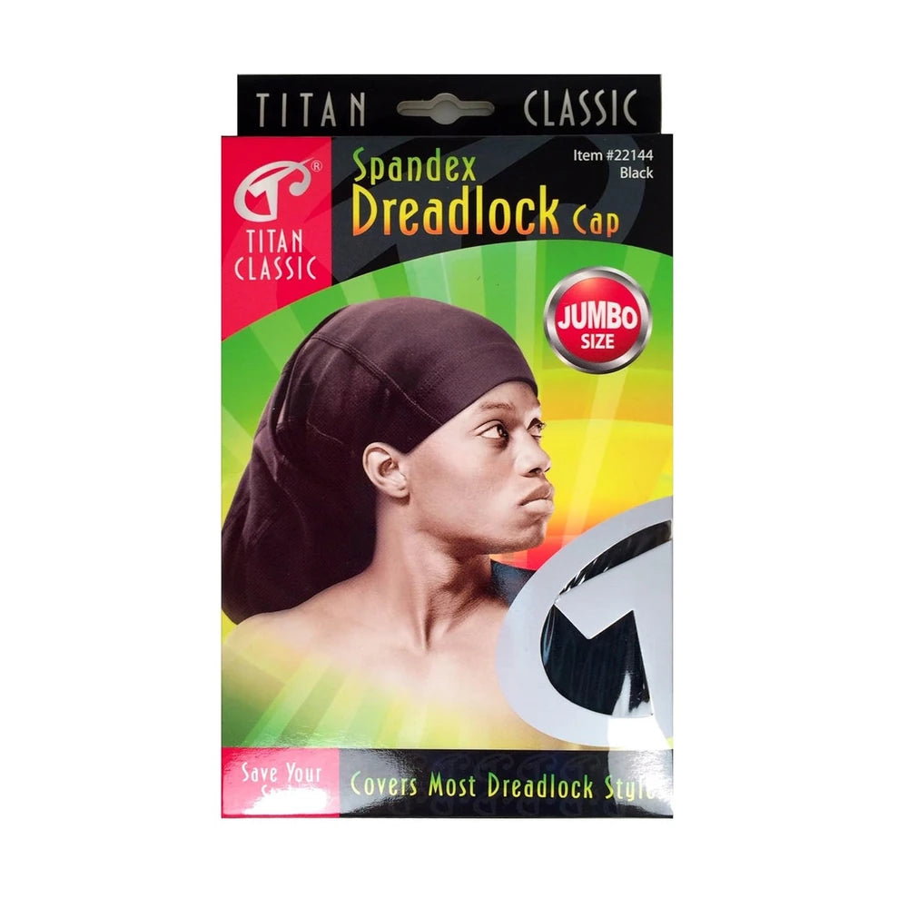 Titan Classic Unisex Adult Black Spandex Dreadlock Cap Hat - Super Jumbo Size 1 nan (Pack of 48)