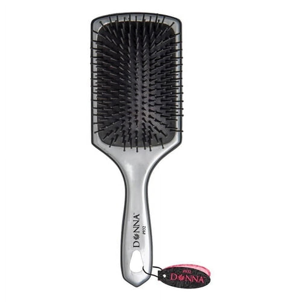 Donna Large Metallic Silver Paddle Hair Brush nan (Pack of 12)