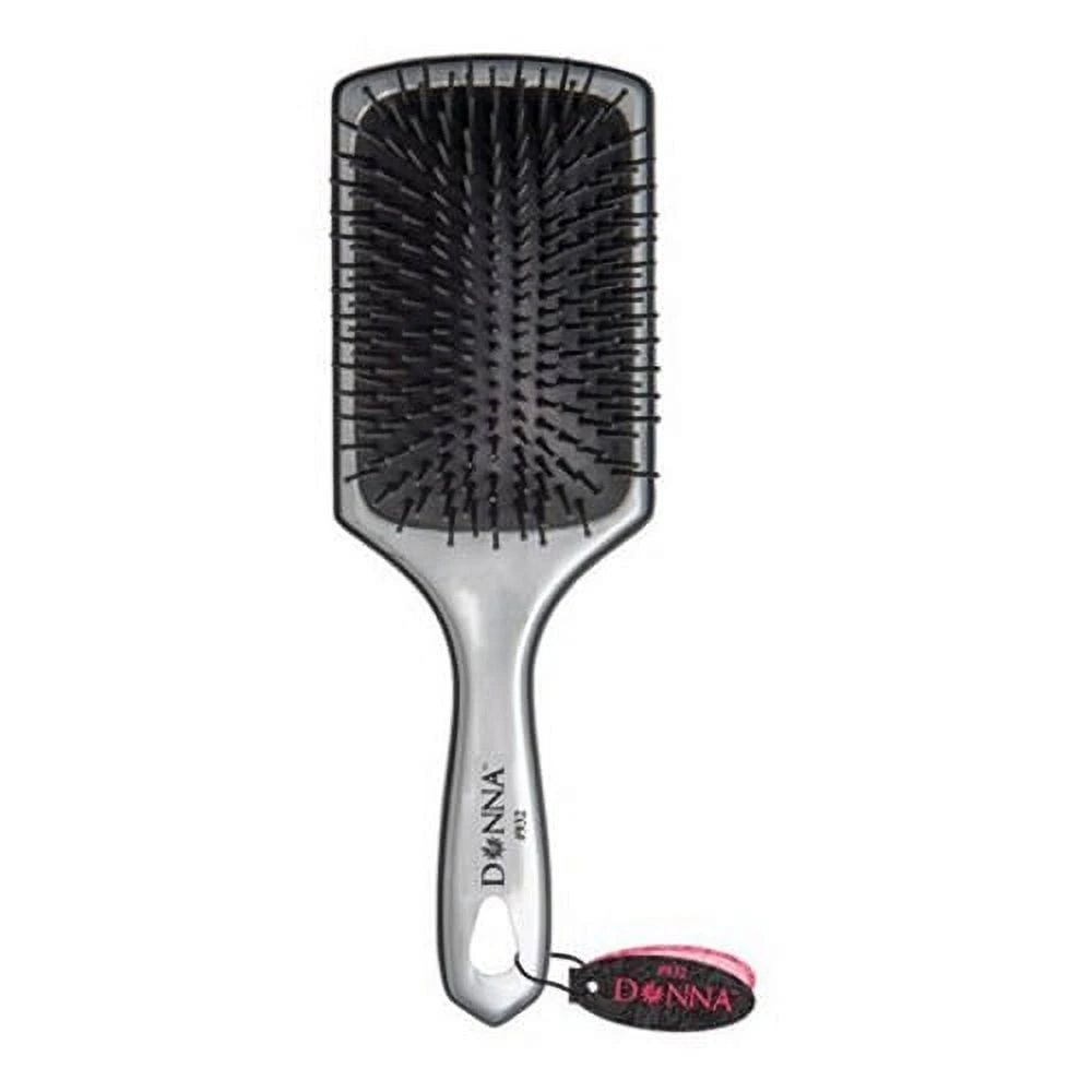 Donna Collection Small Metallic Silver Paddle Hair Brush Black 1 Ea 6 Pack nan (Pack of 12)
