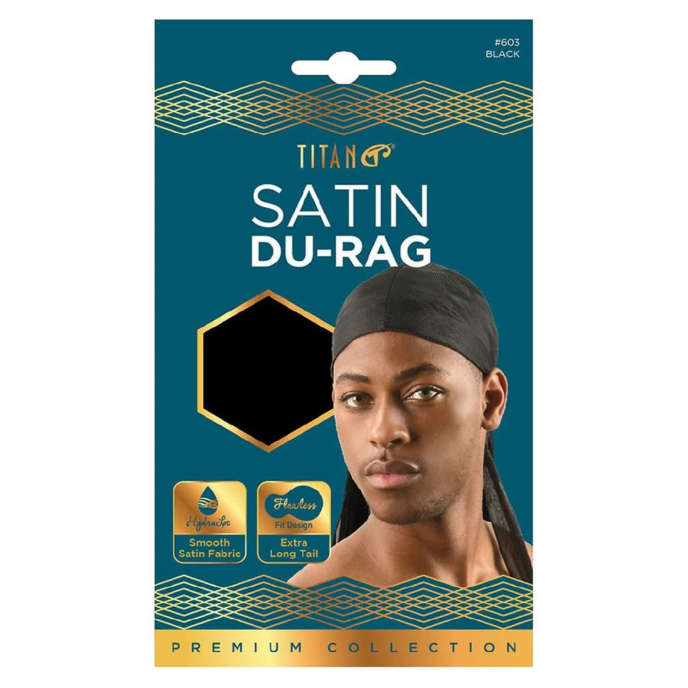 TITAN - Satin Du-Rag Black nan (Pack of 48)