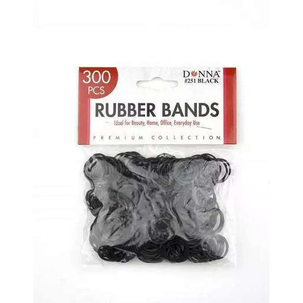 Donna Hair Rubber Bands 250 ct Black nan (Pack of 48)