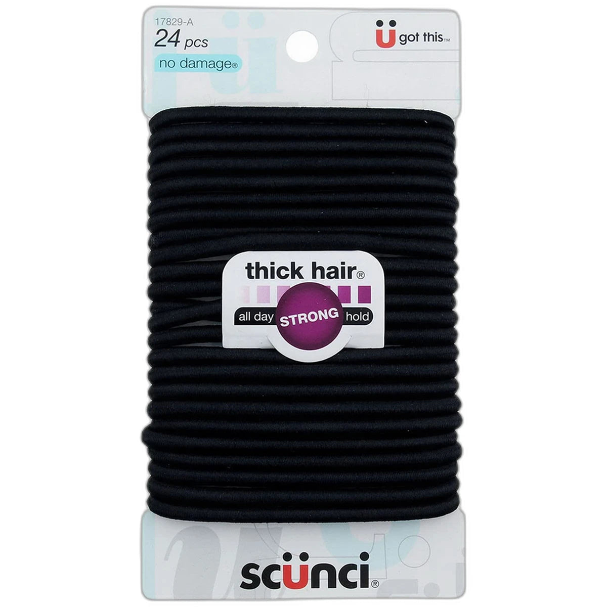 Scunci Effortless Beauty Thick Hair No-damage Black Elastics 5mm 0.8Oz (Pack of 48)