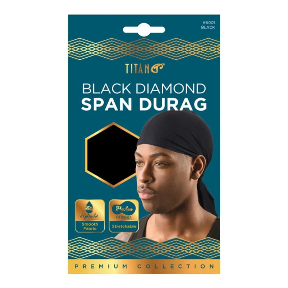 Titan Sport Black Diamond Span-Durag Black 1 Each nan (Pack of 48)