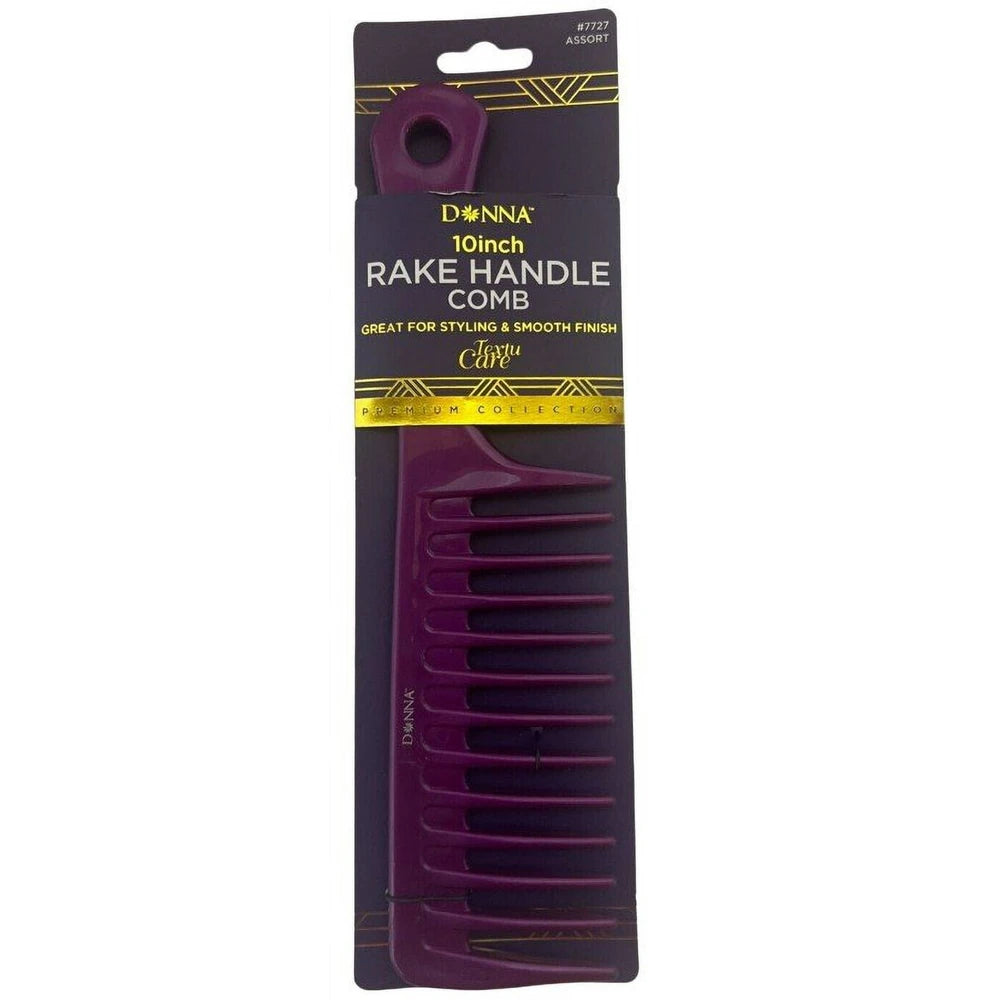 Donna 10 Rake Handle Comb #7727 Colors May Vary nan (Pack of 48)
