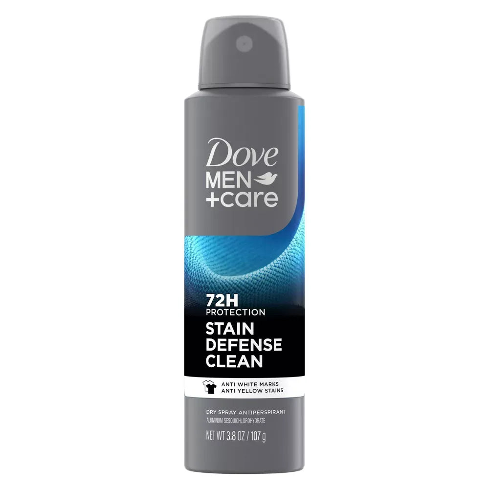 Dove Men Care Stain Defense Clean 72H Dry Spray Antiperspirant Deodorant 3.8Oz (Pack of 12)