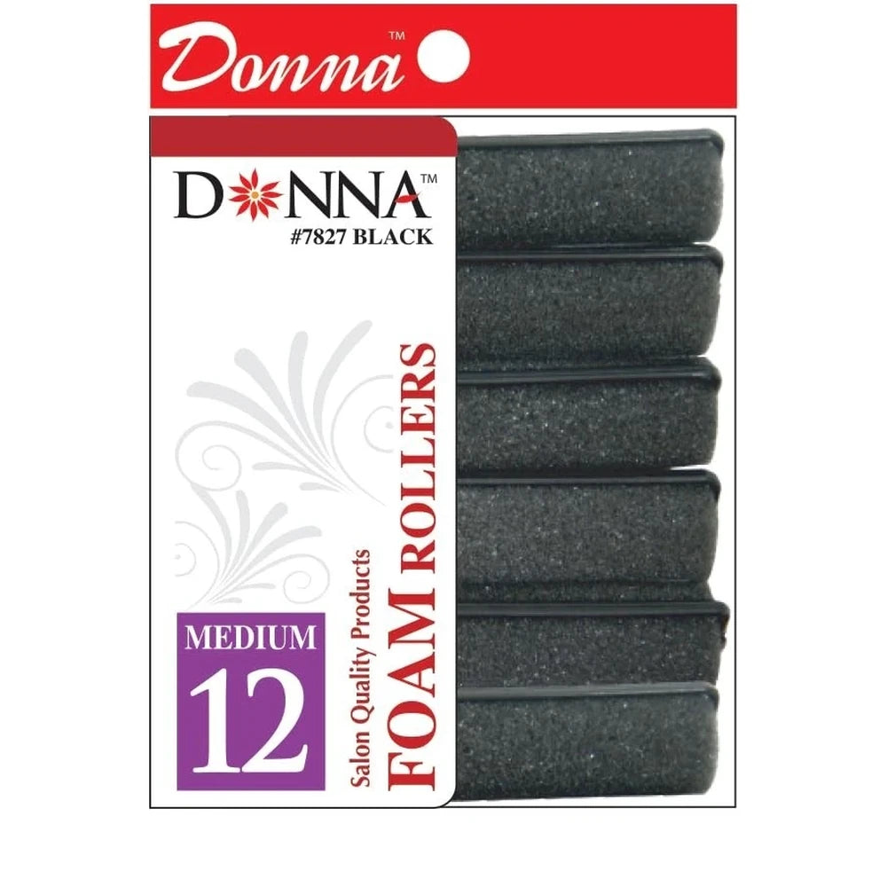Donna Large Foam Rollers Black 10 Count nan (Pack of 72)