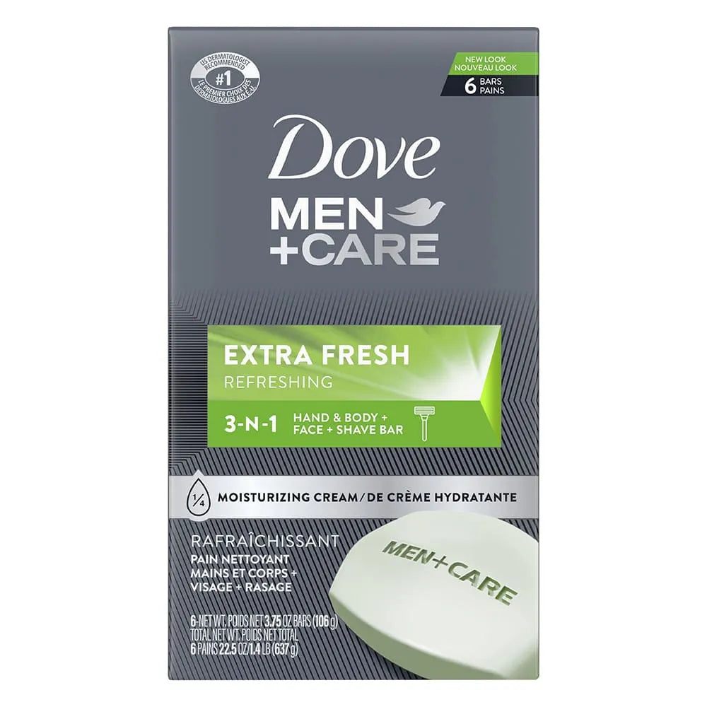 Dove Men+Care Body and Face Bar Extra Fresh 6 Ea 3.75Oz (Pack of 12)