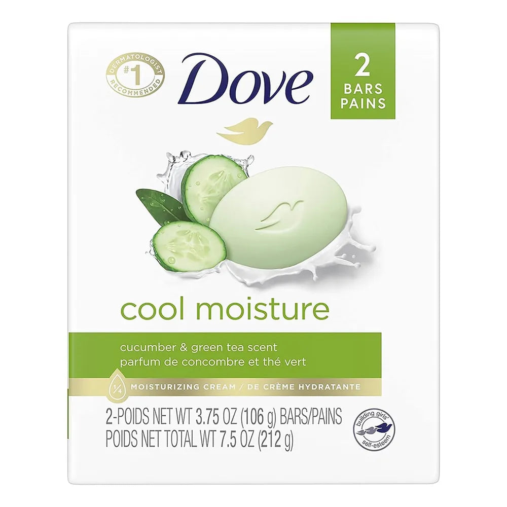 Dove Cool Moisture Beauty Bar Soap Cucumber And Green Tea 2 Ea 3.75Oz (Pack of 24)