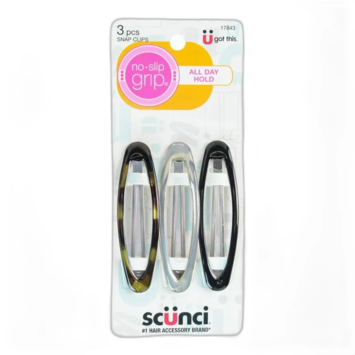 Scunci No Slip Grip Oval Clips Assorted Colors 0.01Oz (Pack Of 48)