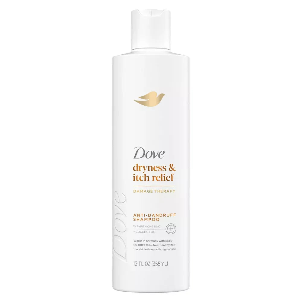 Dove Beauty DermaCare Anti Dandruff Shampoo for Scalp Dryness and Itch Relief 12Oz (Pack of 6)