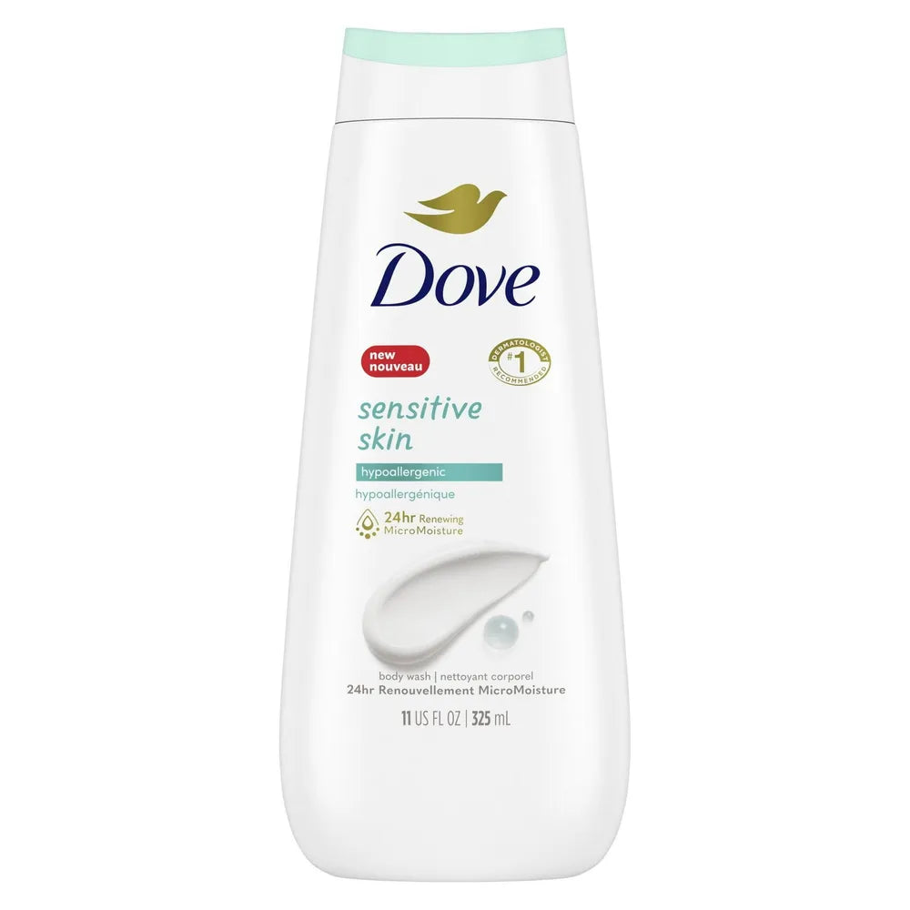 Dove All Day Moisturizing Body Wash Sensitive Skin 11Oz (Pack of 6)