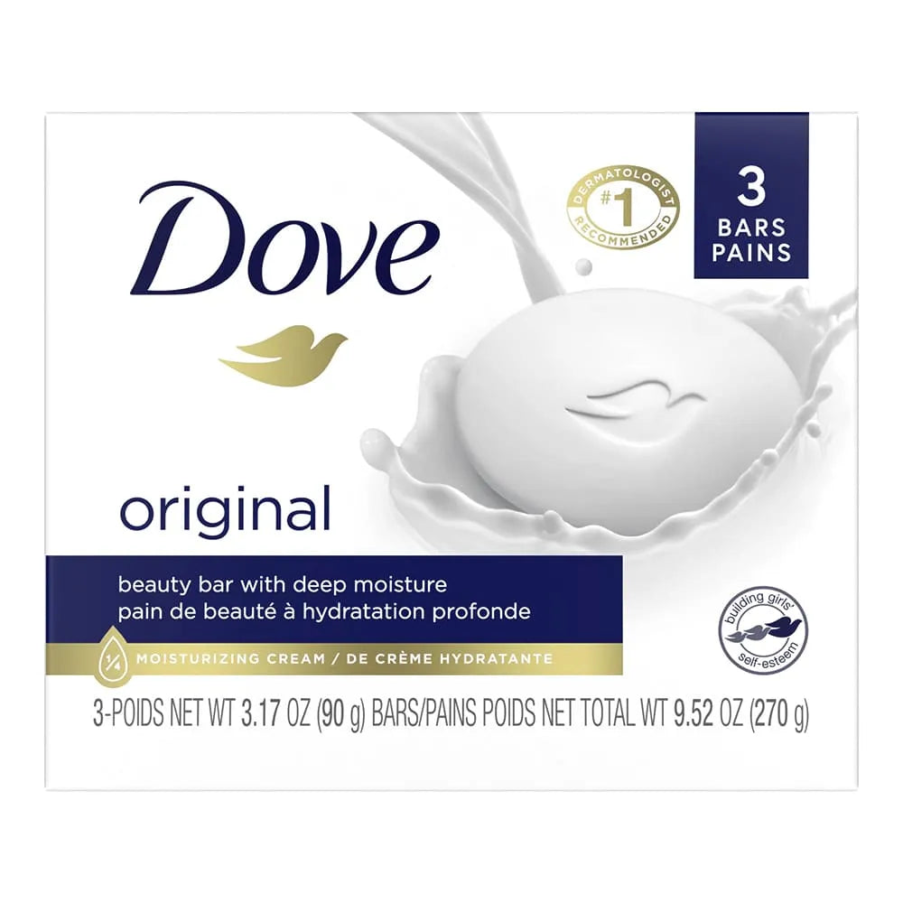 Dove Beauty Bar Gentle Skin Cleanser Original Made With 1/4 Moisturizing Cream 3 Ea 3.17Oz (Pack of 12)