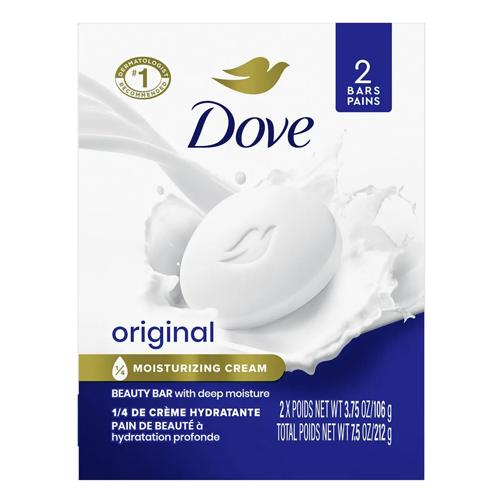 Dove Beauty Bar Soap For Deep Moisture White 2 Ea 3.75Oz (Pack of 24)