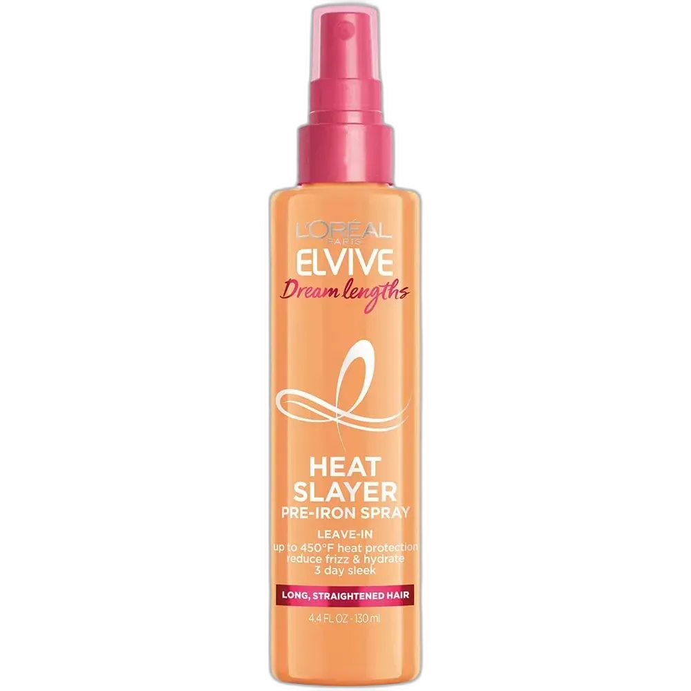 L'Oreal Paris Elvive Dream Lengths Heat Slayer Pre-Iron Leave-In Spray 4.4 oz (Pack of 6)