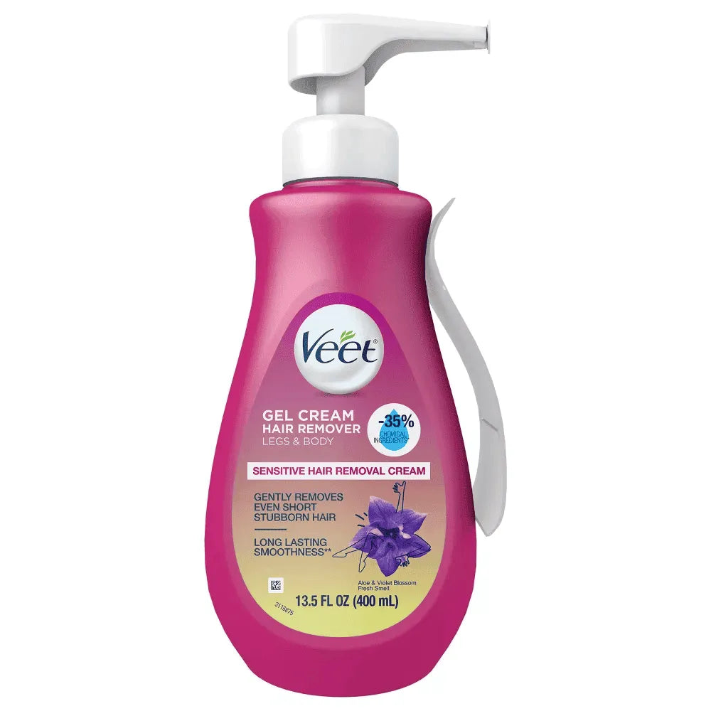 Veet 3 Minute Hair Removal Gel Cream Pump For Sensitive Skin13.5Oz (Pack of 4)